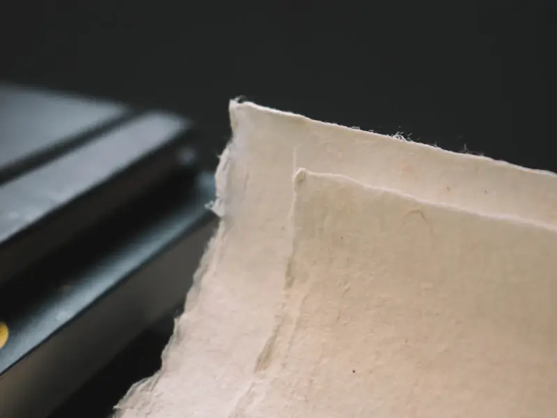 Deckled edge of handmade paper