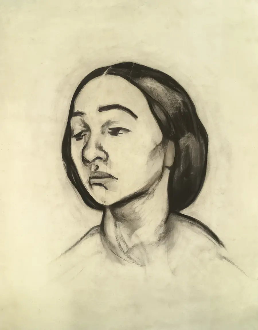 Portrait study, charcoal on paper